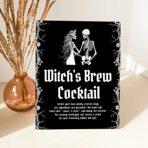 Halloween Skeleton Witch's Brew Cocktail Sign Sockelschild