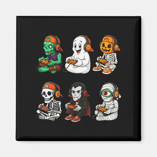 Halloween Skeleton, Zombie Gamer Video Gaming  Magnet (Vorne)