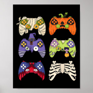 Halloween Skeleton Zombie Gaming Controller Mummy Poster