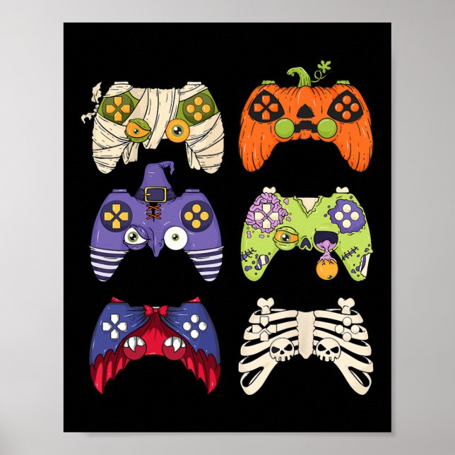 Halloween Skeleton Zombie Gaming Controller Mummy Poster (Vorne)