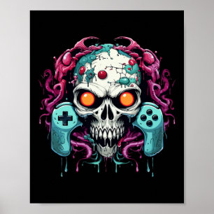 Halloween Skeleton Zombie Gaming Controller Mummy Poster