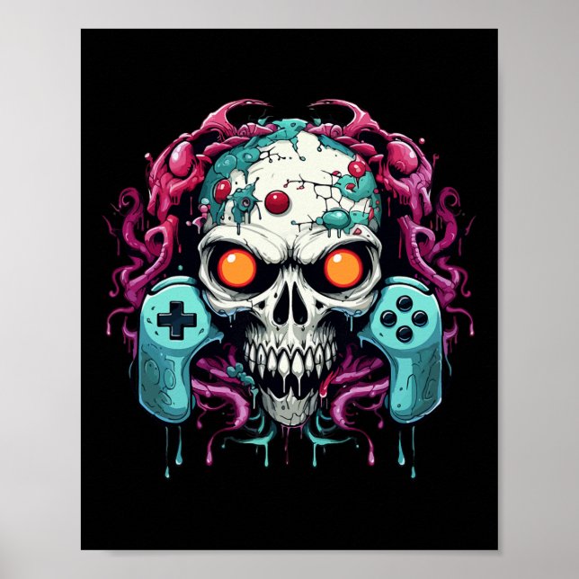 Halloween Skeleton Zombie Gaming Controller Mummy Poster (Vorne)