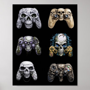 Halloween Skeleton Zombie Gaming Controller Mummy Poster