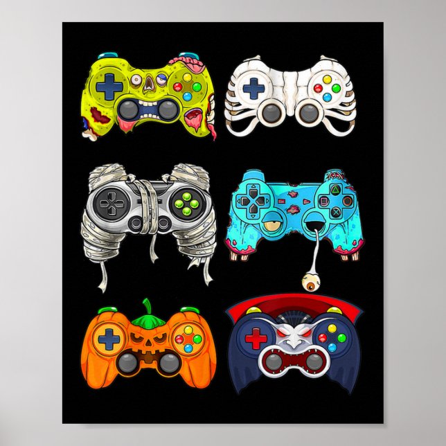 Halloween Skeleton Zombie Gaming Controller Mummy Poster (Vorne)