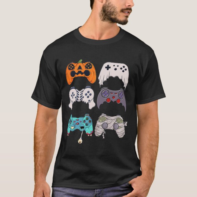 Halloween Skeleton Zombie Gaming Controller Mummy T-Shirt (Vorderseite)
