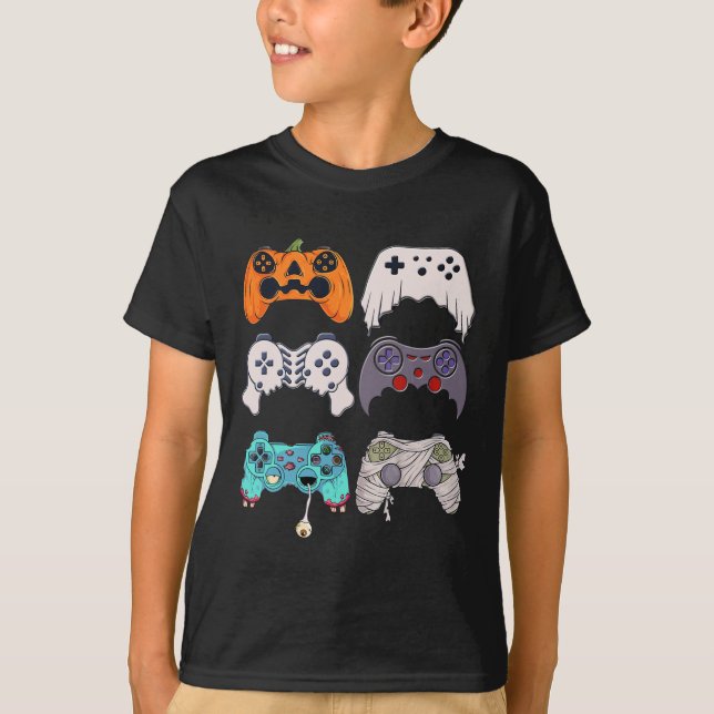 Halloween Skeleton Zombie Gaming Controller Mummy T-Shirt (Vorderseite)