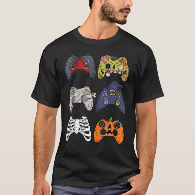 Halloween Skeleton Zombie Gaming Controller Mummy T-Shirt (Vorderseite)