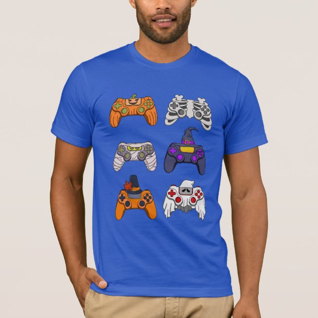 Halloween Skeleton Zombie Gaming Controller T-Shirt (Vorderseite)
