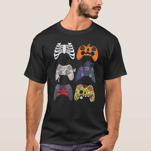 Halloween Skeleton Zombie Gaming Controllers Boys  T-Shirt (Vorderseite)