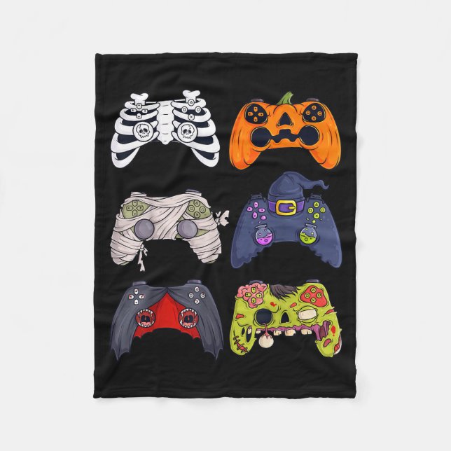 Halloween Skeleton Zombie Gaming Controllers Mummy Fleecedecke (Vorderseite)