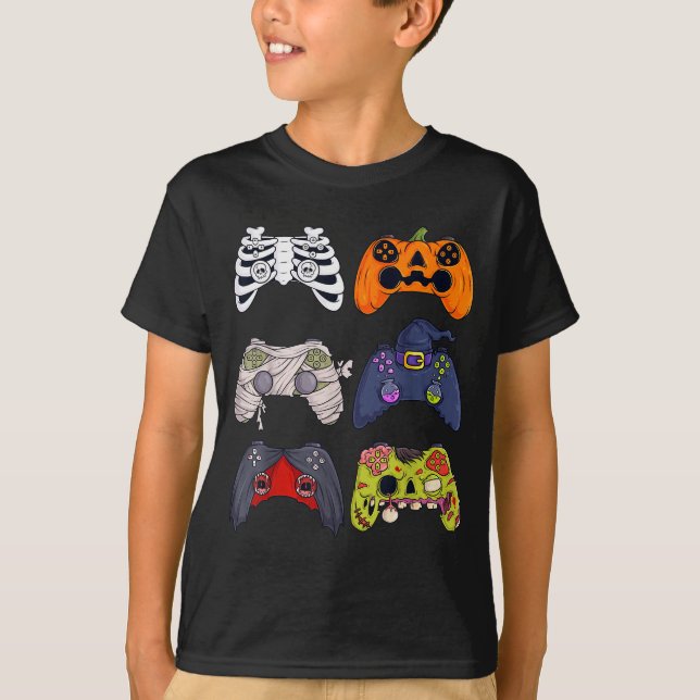 Halloween Skeleton Zombie Gaming Controllers Mummy T-Shirt (Vorderseite)