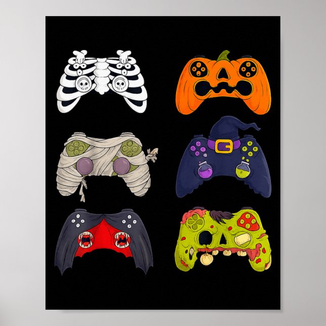 Halloween Skeleton Zombie Gaming Controllers  Poster (Vorne)