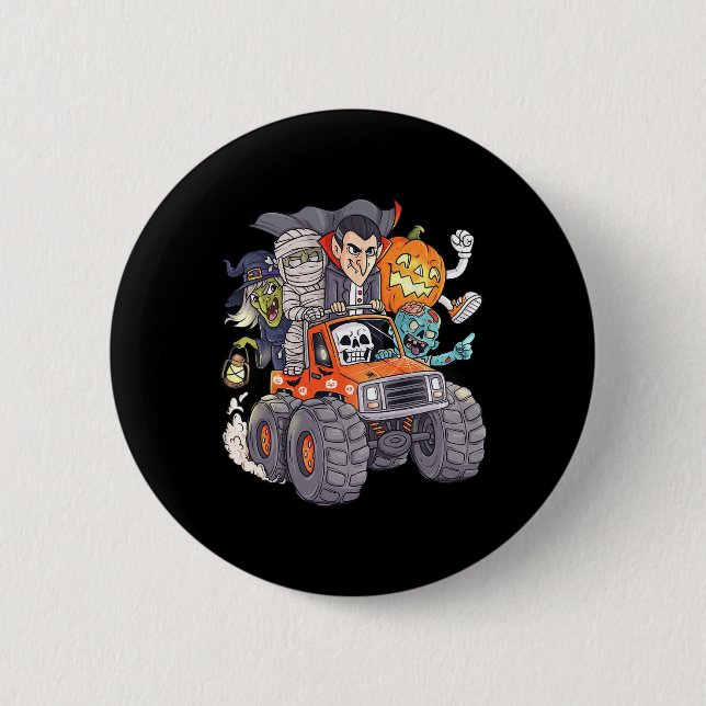 Halloween Skeleton Zombie Monster Truck Vampire Bo Button (Vorderseite)