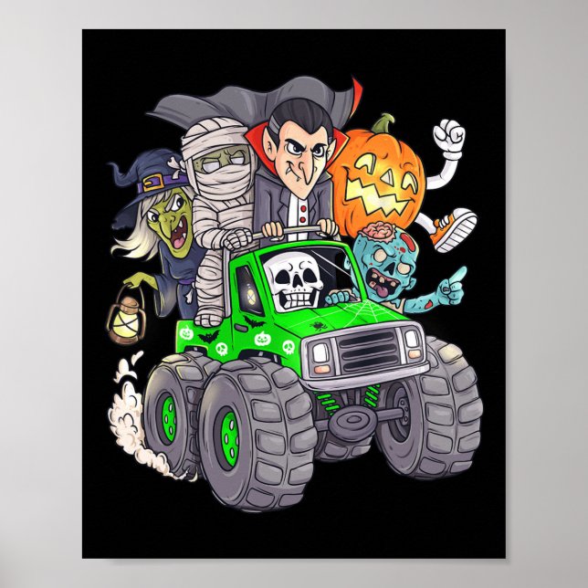 Halloween Skeleton Zombie Monster Truck Vampire Bo Poster (Vorne)