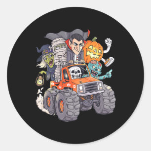Halloween Skeleton Zombie Monster Truck Vampire Bo Runder Aufkleber