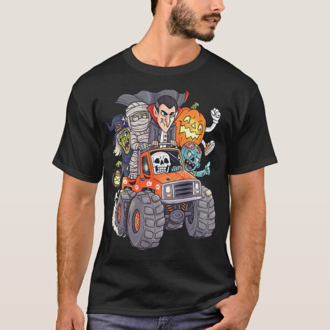 Halloween Skeleton Zombie Monster Truck Vampire Bo T-Shirt (Vorderseite)