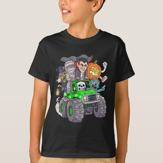 Halloween Skeleton Zombie Monster Truck Vampire Bo T-Shirt (Vorderseite)
