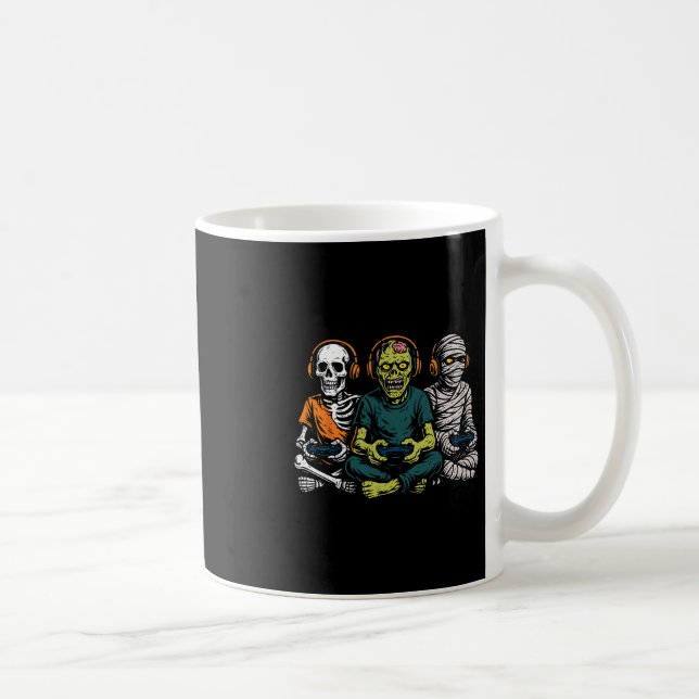 Halloween Skeleton Zombie Mummy Gamer Video Gaming Kaffeetasse (Rechts)