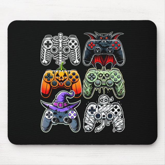 Halloween Skeleton Zombie Mummy Gaming Controller Mousepad (Vorne)