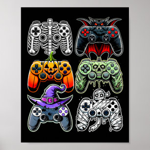 Halloween Skeleton Zombie Mummy Gaming Controller Poster
