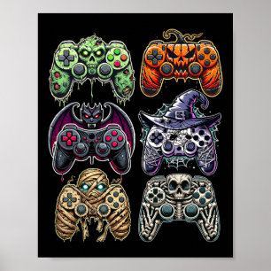Halloween Skeleton Zombie Mummy Gaming Controller Poster