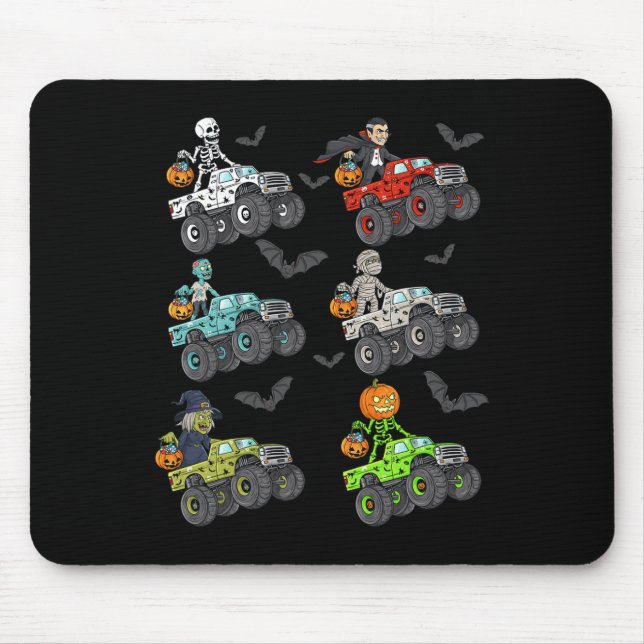 Halloween Skeleton Zombie Riding Monster Truck Vam Mousepad (Vorne)