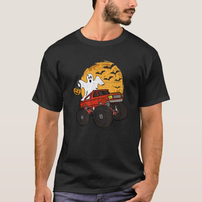 Halloween Skeleton Zombie Riding Monster Truck Vam T-Shirt (Vorderseite)