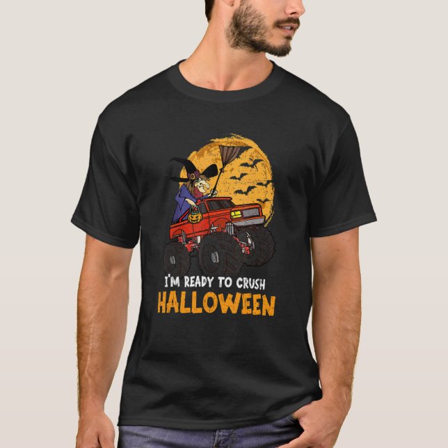 Halloween Skeleton Zombie Riding Monster Truck Vam T-Shirt (Vorderseite)