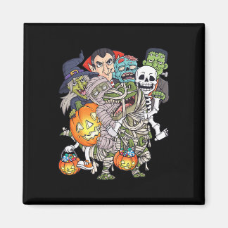 Halloween Skeleton Zombie Riding Mummy T Rex Funny Magnet