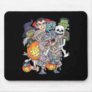 Halloween Skeleton Zombie Riding Mummy T Rex Funny Mousepad
