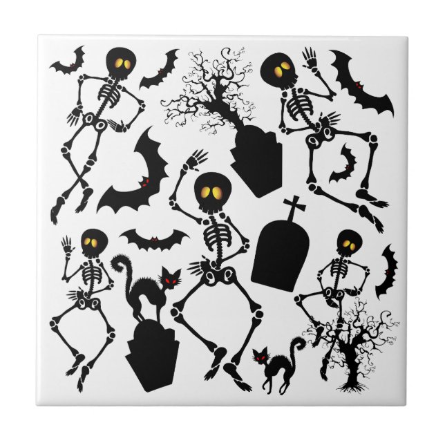 Halloween Skeletons Macabre Dance Fliese (Vorderseite)