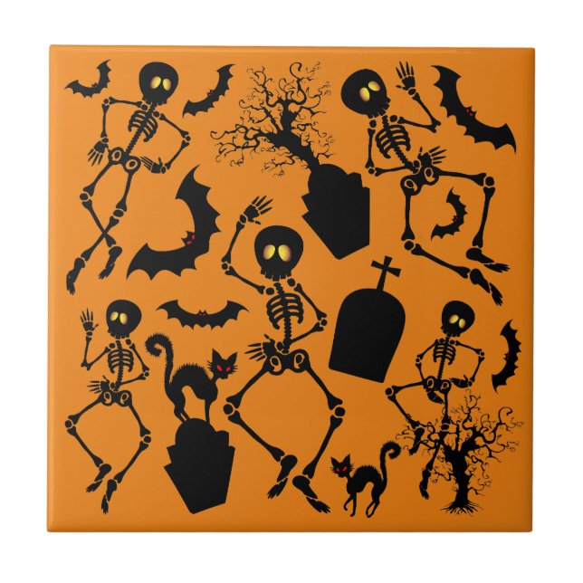 Halloween Skeletons Macabre Dance Fliese (Vorderseite)