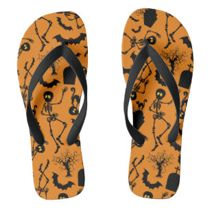 Halloween Skeletons Macabre Dance Flip Flops