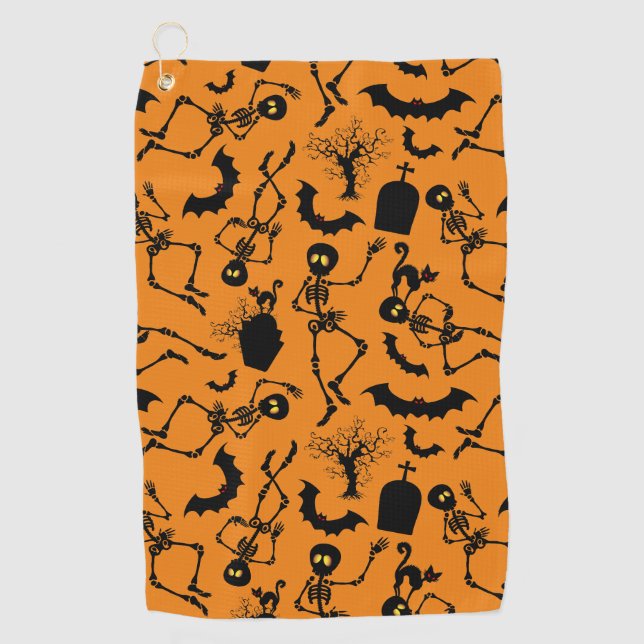 Halloween Skeletons Macabre Dance Golfhandtuch (Vorderseite)