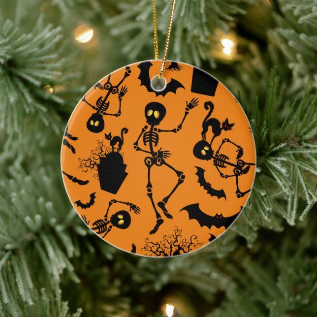 Halloween Skeletons Macabre Dance Keramik Ornament (Baum)