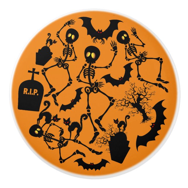 Halloween Skeletons Macabre Dance Keramikknauf (Vorderseite)