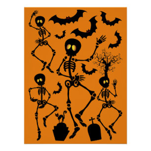 Halloween Skeletons Macabre Dance Poster