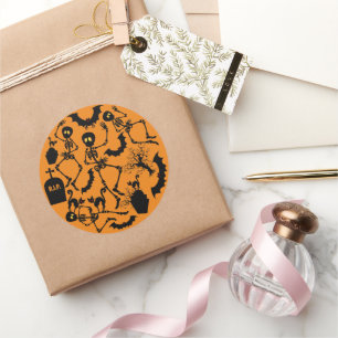 Halloween Skeletons Macabre Dance Runder Aufkleber