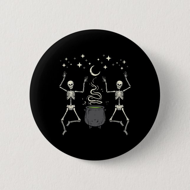 Halloween Skeletons Tanz Hexe Cauldron Kostüm W Button (Vorderseite)
