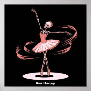 Halloween Skelett Ballerina Ballett Tanz Kostüm Poster