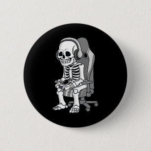 Halloween Skelett Beängstigend Gamer Boys Kids Button