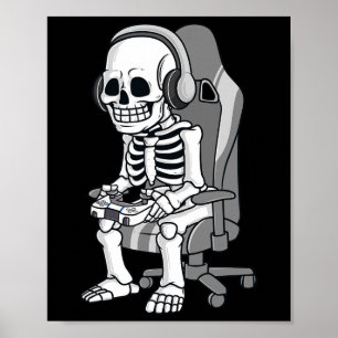 Halloween Skelett Beängstigend Gamer Boys Kids Poster
