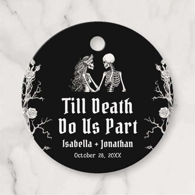 Halloween Skelett bis zum Tod tun uns Teil Hochzei Geschenkanhänger (Vorderseite)