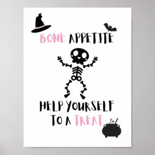 Halloween Skelett Bone Vorspeise Porzellangeschirr Poster
