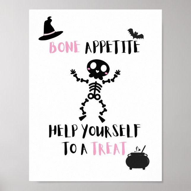 Halloween Skelett Bone Vorspeise Porzellangeschirr Poster (Vorne)