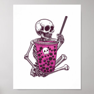 Halloween-Skelett-Bubble-Tea Poster