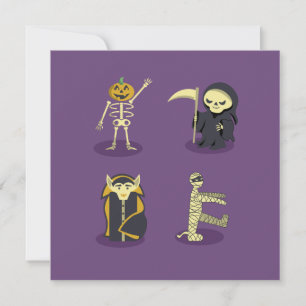 Halloween-Skelett Dracula Mumie Sensenmann Feiertagskarte