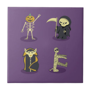 Halloween-Skelett Dracula Mumie Sensenmann Fliese
