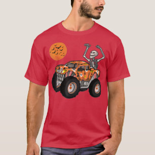 Halloween-Skelett fährt auf Kürbis-LKW Jungen Kind T-Shirt