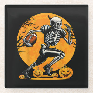 Halloween-Skelett-Fußballspieler läuft Glasuntersetzer